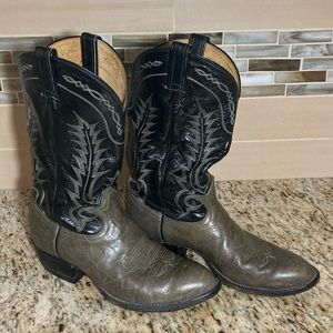 Tony Lama 2-tone pull on leather cowboy western boots mens size 10 ee style 6700